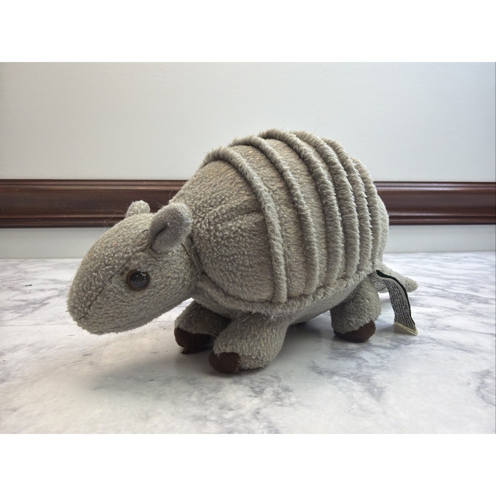 Zoona Wildlife 9" Armadillo Plush – 2004 Realistic Stuffed Animal Soft Toy Gray